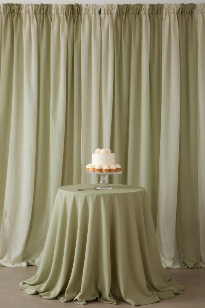 Fabric Streamer Backdrop in Sage and Olive

