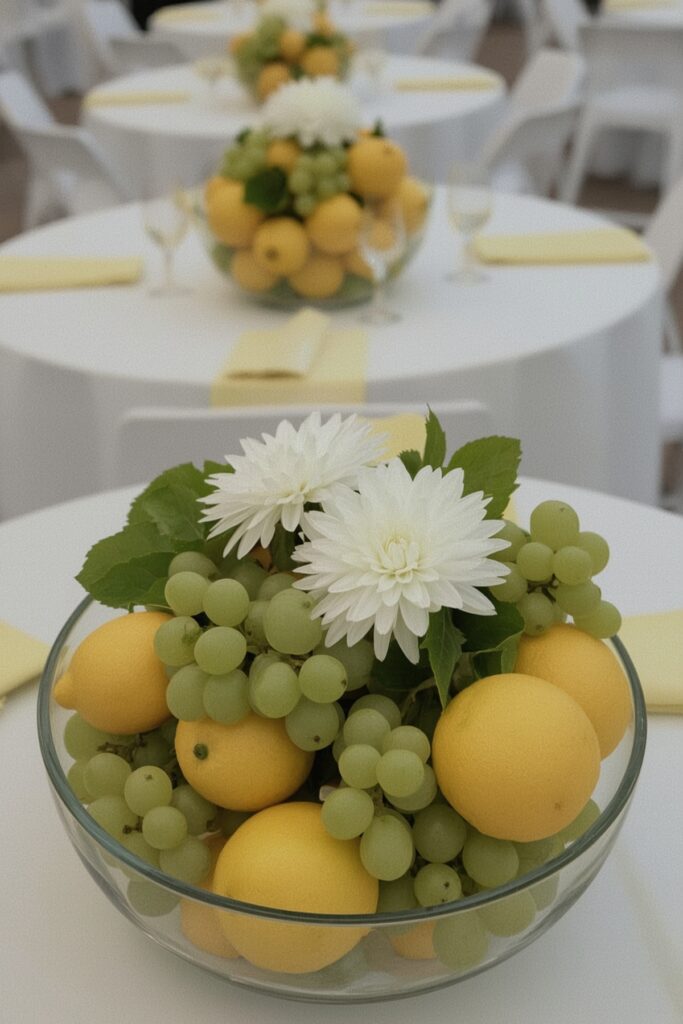 Fruit-and-Flower Centerpieces (Lemons, Grapes)