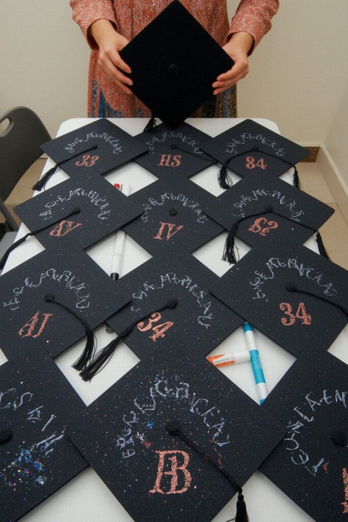 Monogrammed Graduation Caps Table
