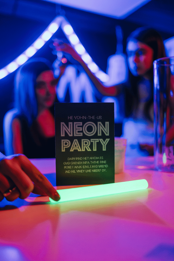 Neon Glow-in-the-Dark Party Cards


