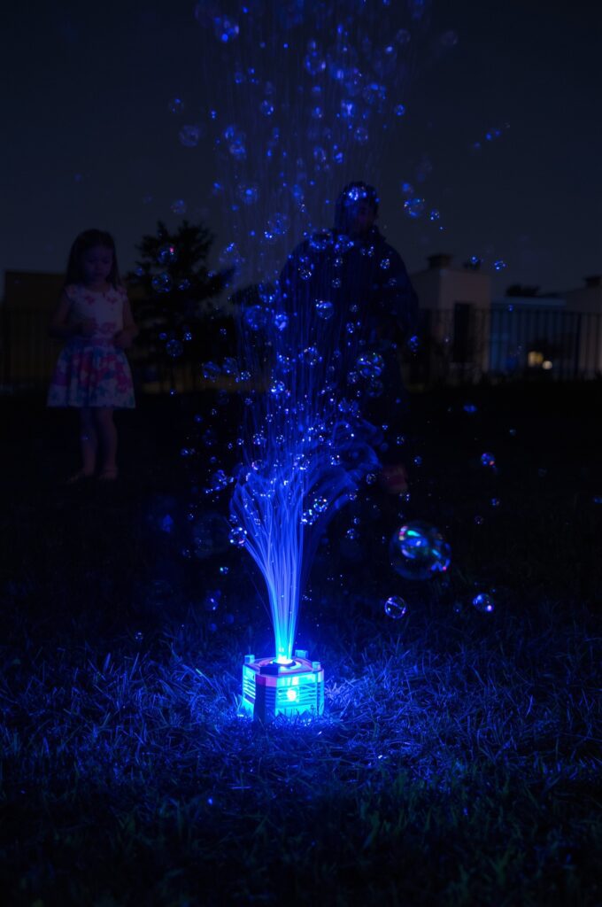 Bubble Machine with Blue Lighting
