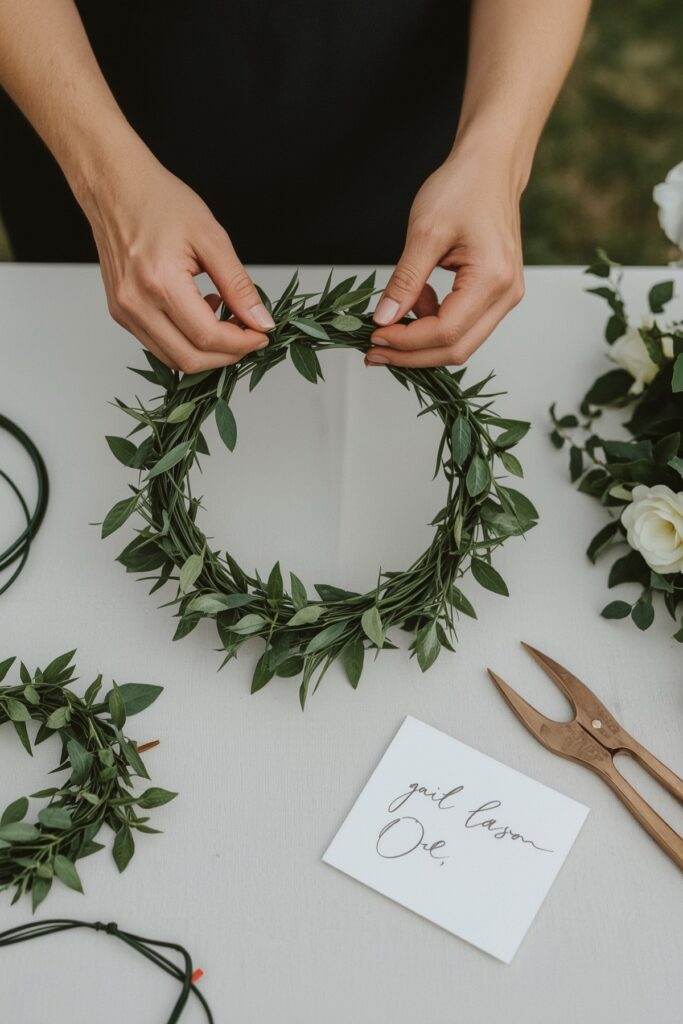 DIY Green Floral Crown Station
