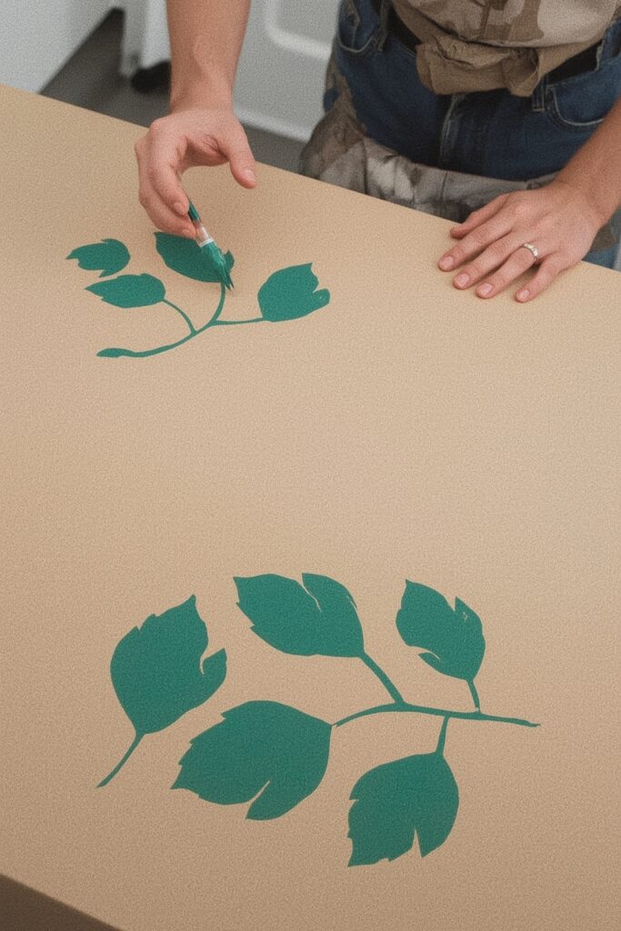 Hand-Stenciled Kraft Paper Table Covers
