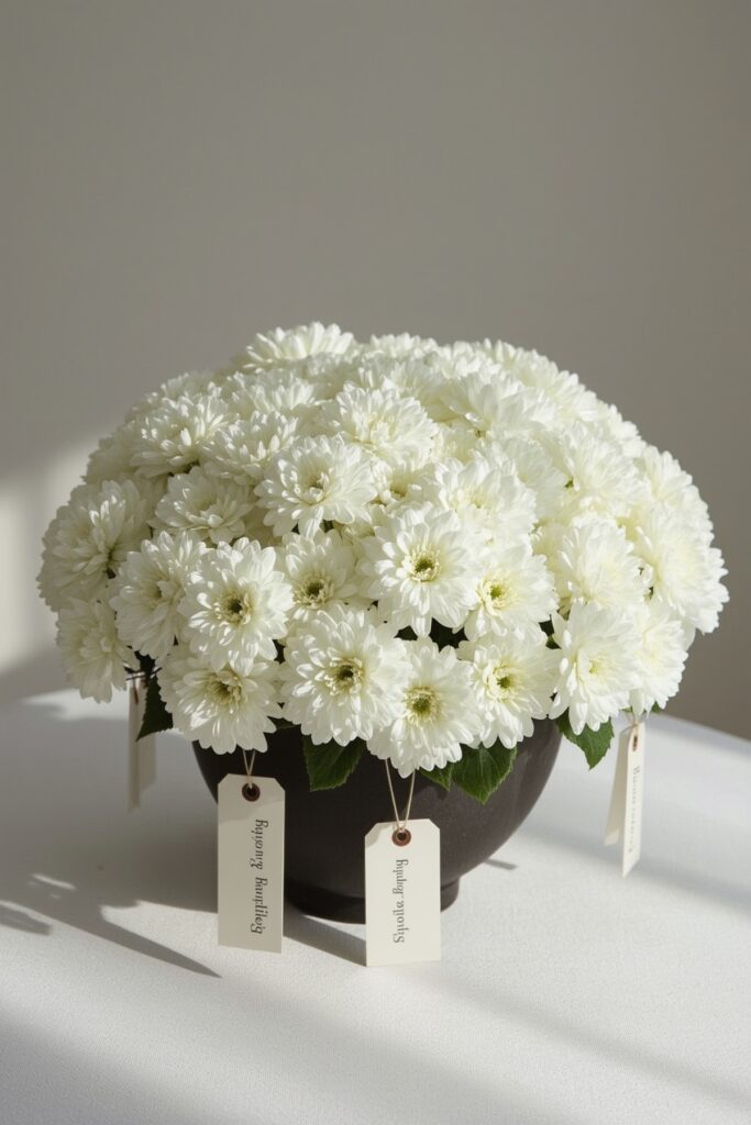 Crown Chrysanthemums with Diploma Tags