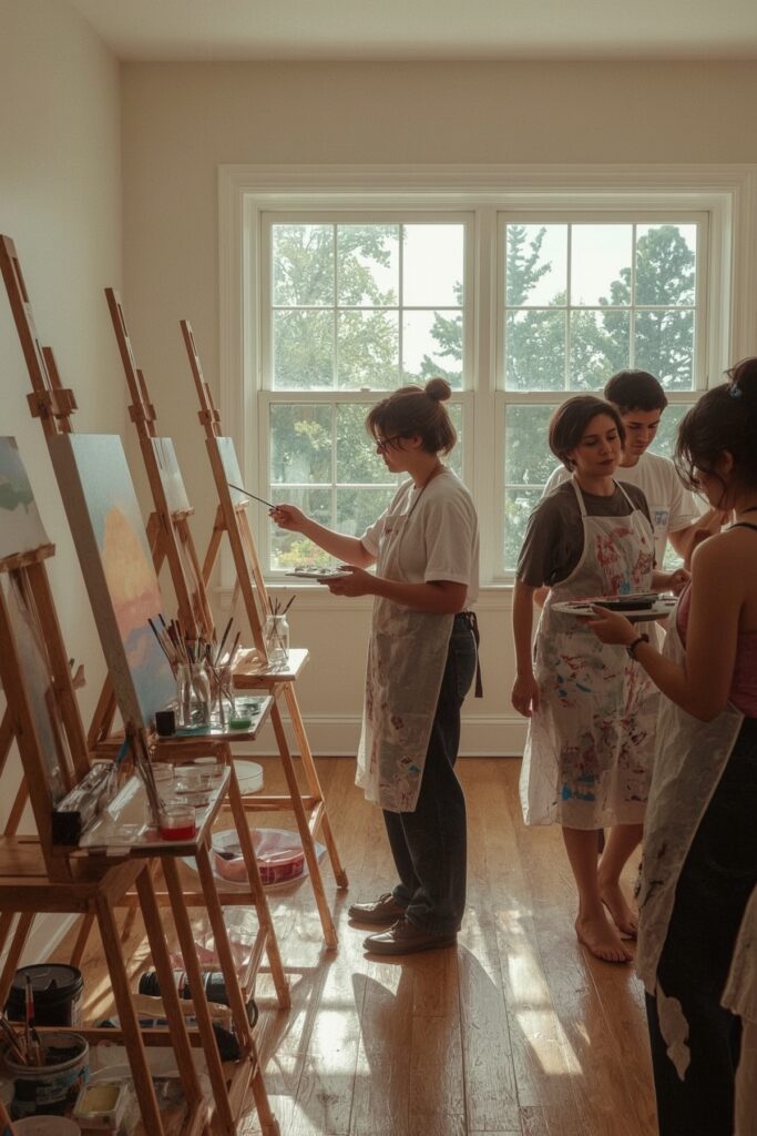 Paint Party with Canvas and Aprons


