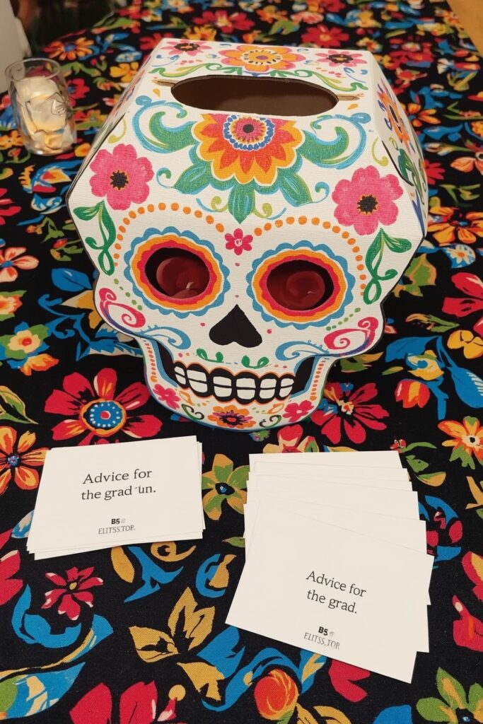 Grad Wishes Box in a Painted Sugar Skull Theme