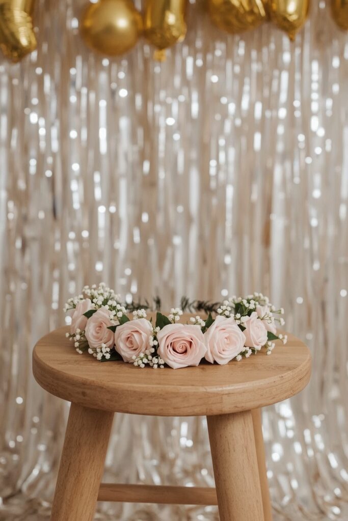 Rose and Baby’s-Breath Crown for Photo Boot