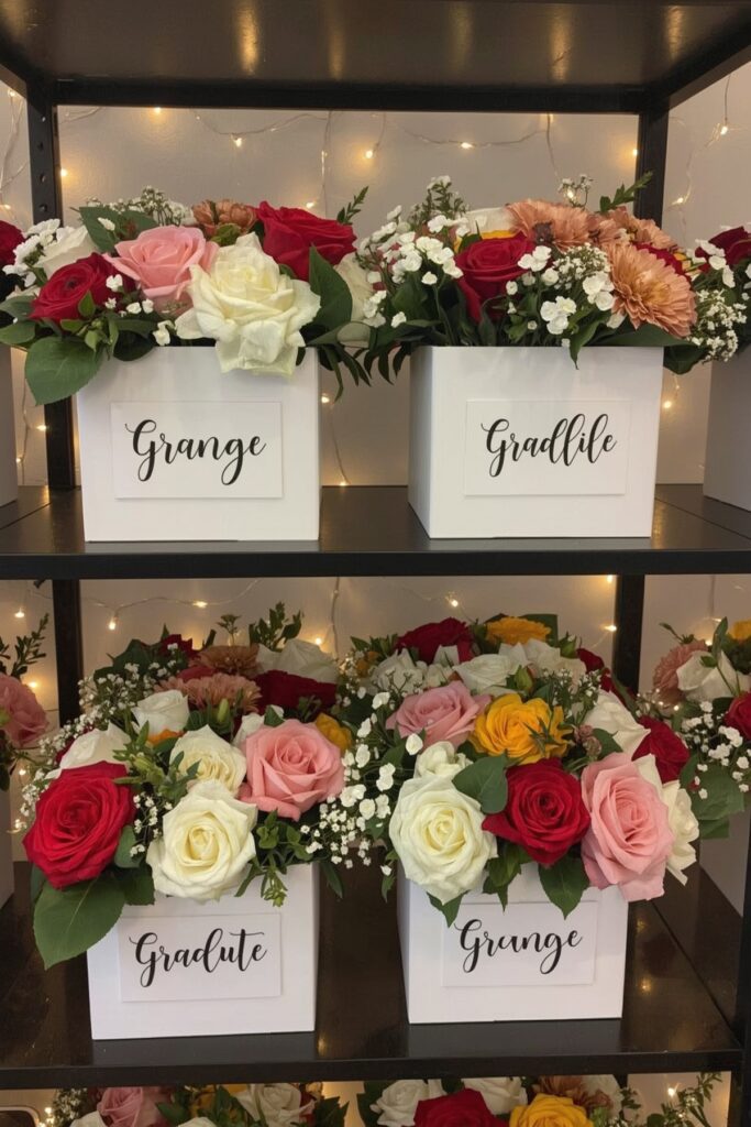 Personalized Flower Boxes with Grad Names