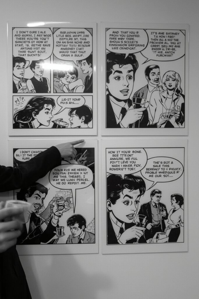 Monochrome Comic Strip Decor
