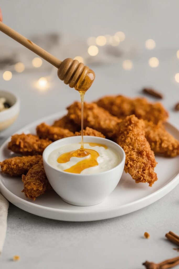 Crispy Chicken Tenders with Spicy Honey


