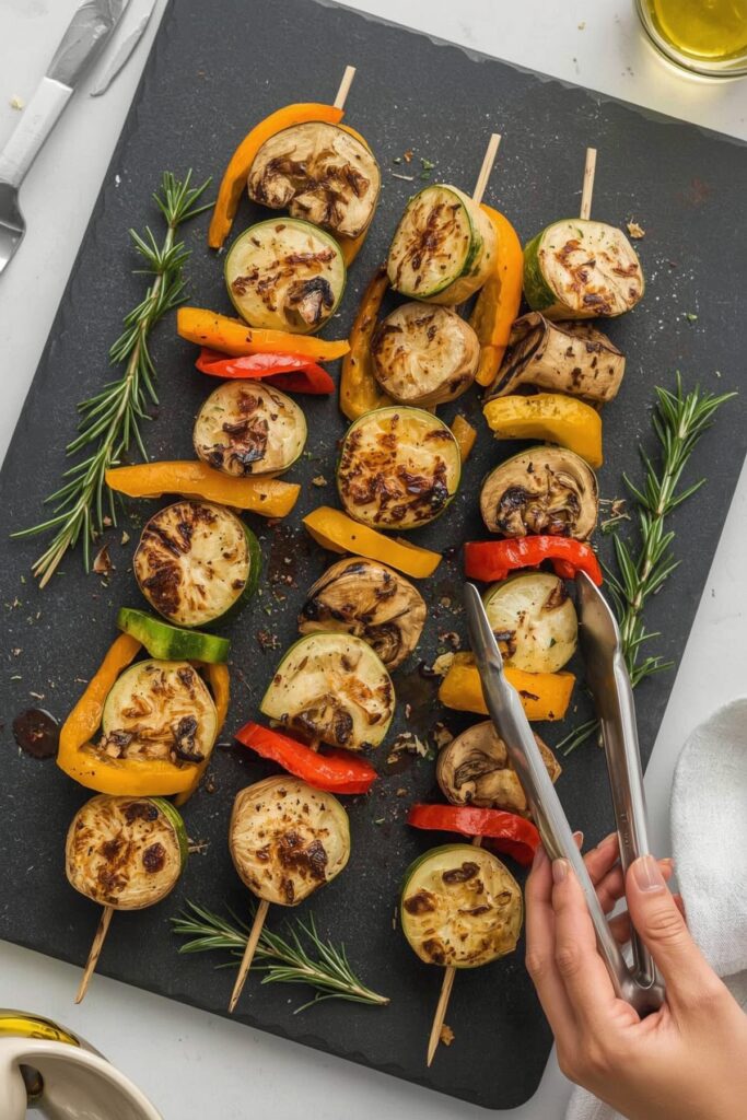 Veggie Kabobs with Garlic Herb Oil

