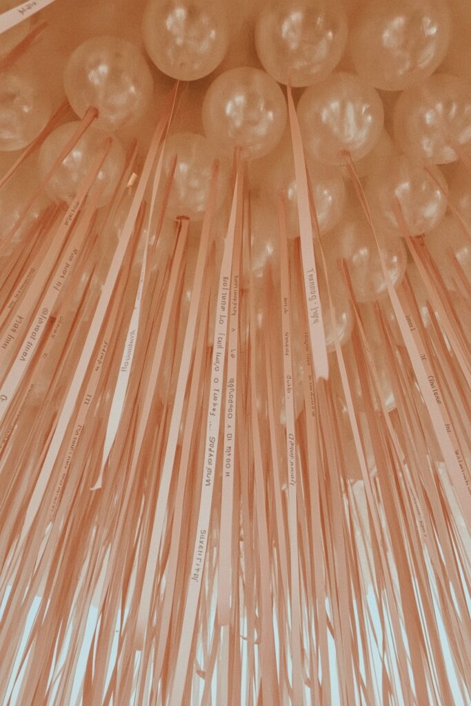 Balloon Ceiling with Hanging Ribbons




