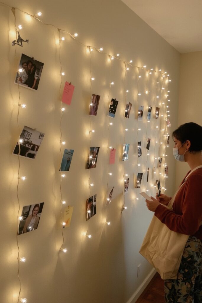 Hanging String Light Memory Wall


