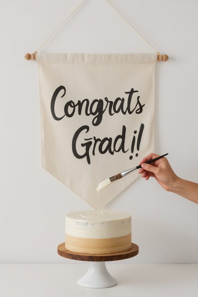 Organic Cotton Banner with Hand-Painted Congrats
