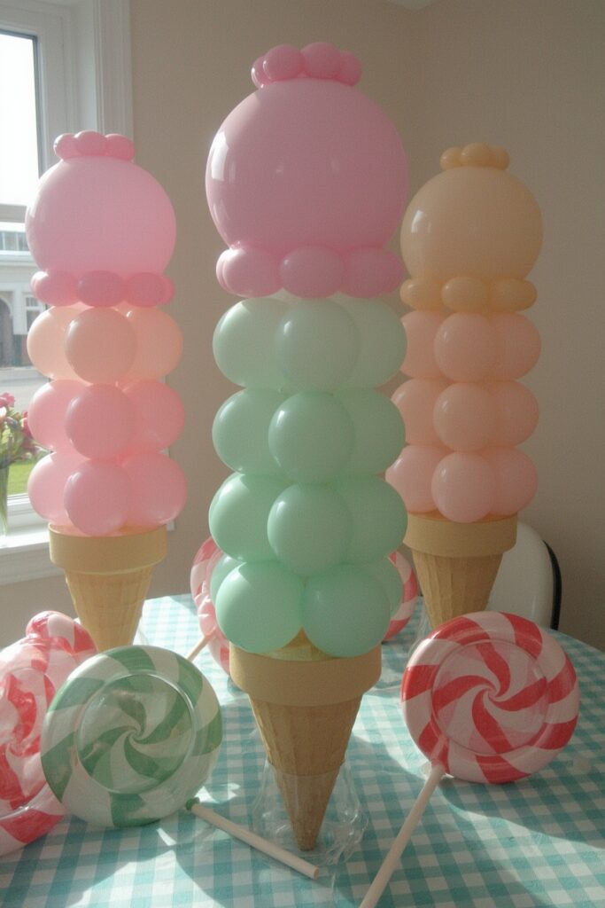 Balloon Ice Cream Cone Sculptures


