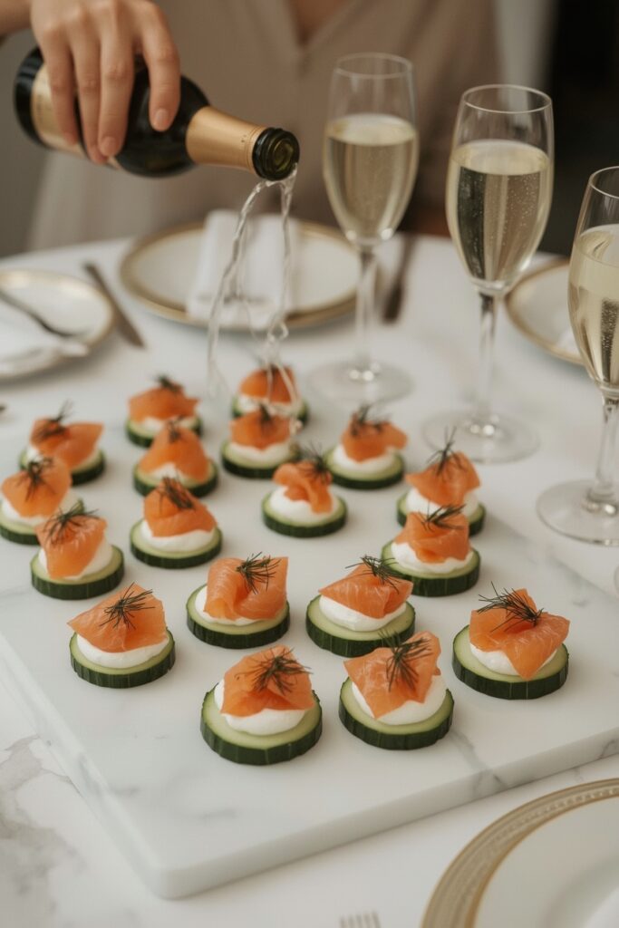Smoked Salmon on Cucumber Rounds


