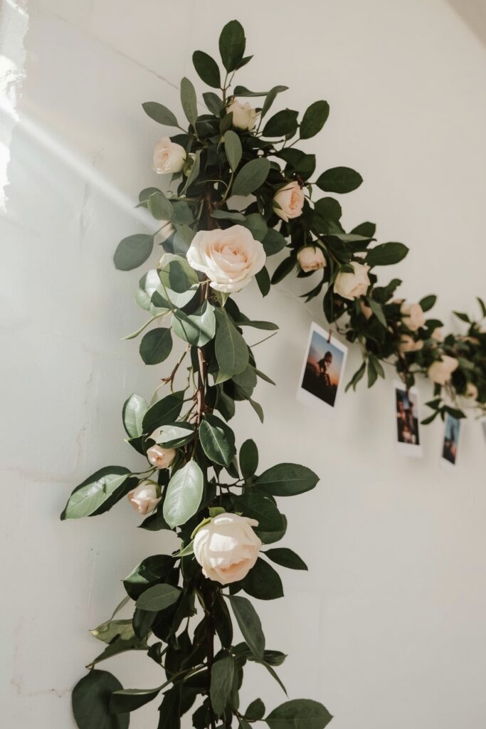 DIY Floral Garland with Polaroid Clips