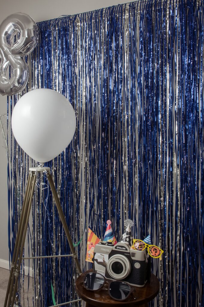 Navy Blue and Silver Photo Wall

