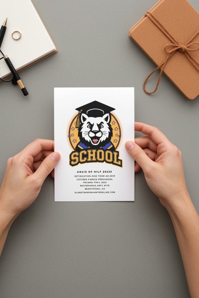 School-Themed Stationery with Mascot Design


