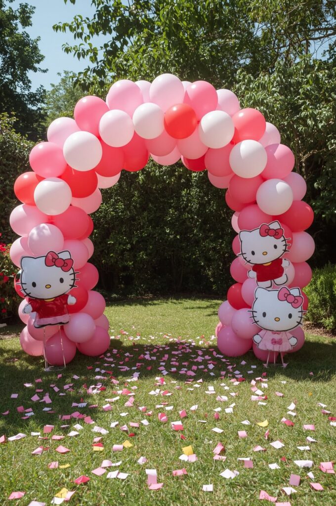 Hello Kitty Balloon Arch Entrance