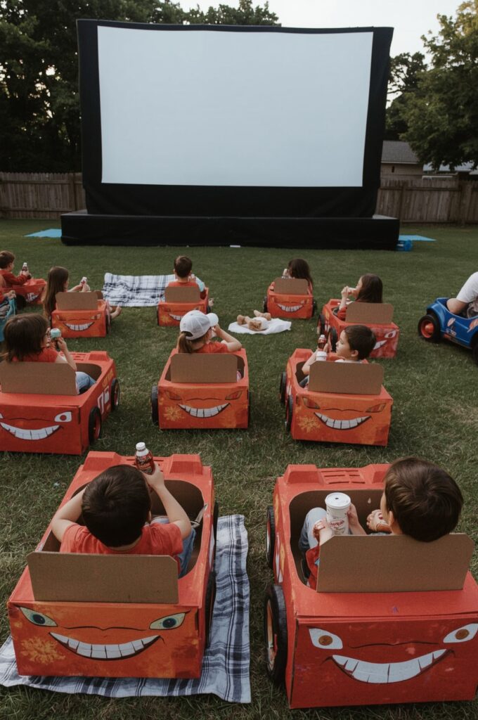 Drive-In Movie Night with DIY Cars