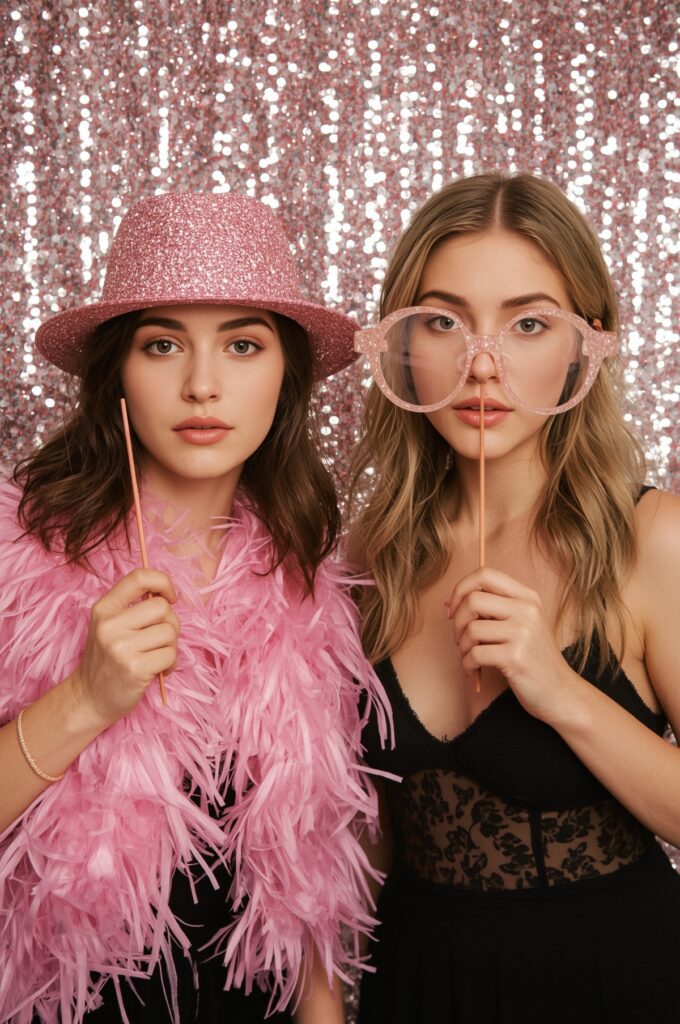 Pink Glitter Photo Booth Props
