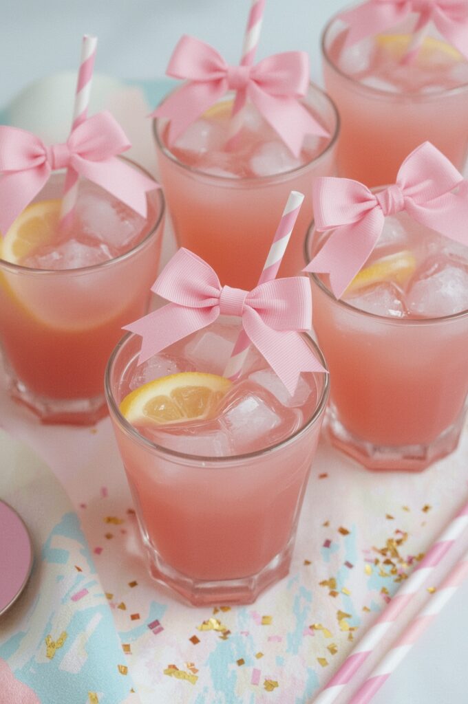Pink Lemonade with Bow Straws