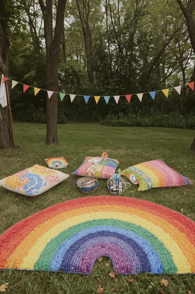 Rainbow Garden Picnic Rugs
