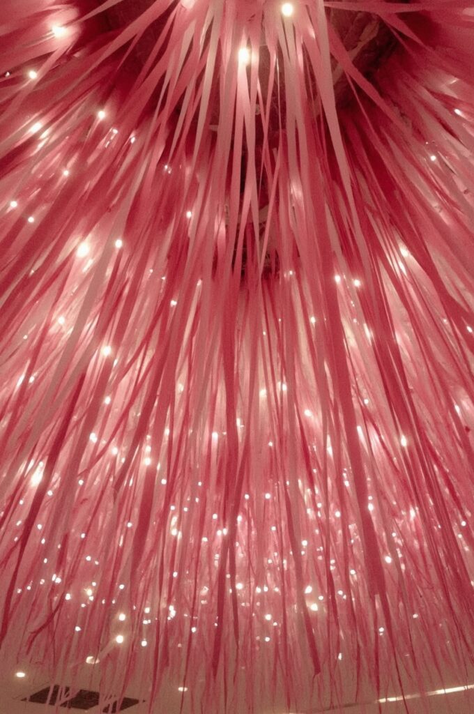 Pink and White Streamer Ceiling Décor