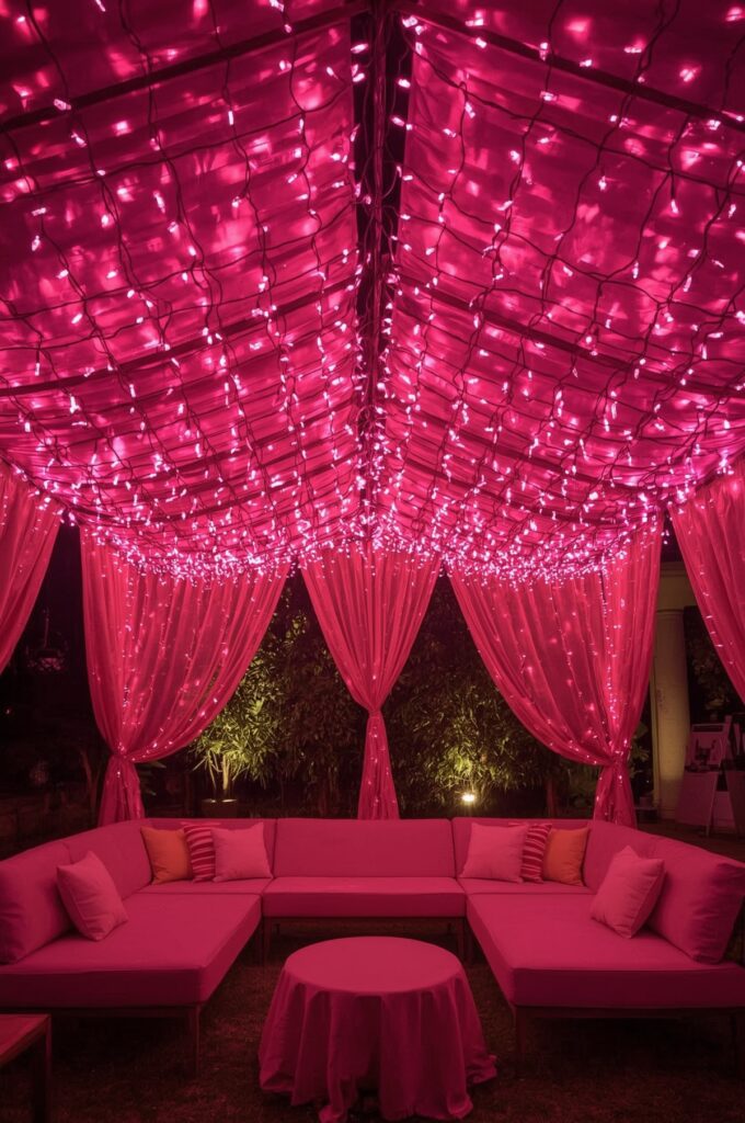 Pink Fairy Light Canopy