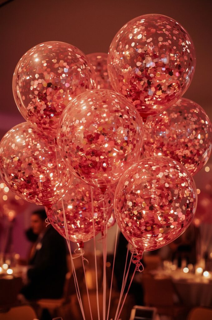 Pink & Gold Confetti Balloons