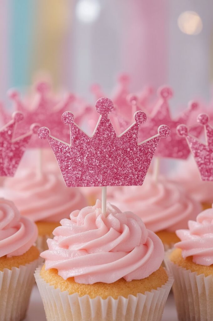 Pink Crown Cake Toppers
