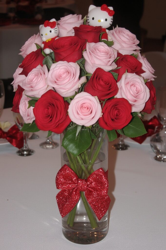 Pink and Red Floral Table Centerpieces