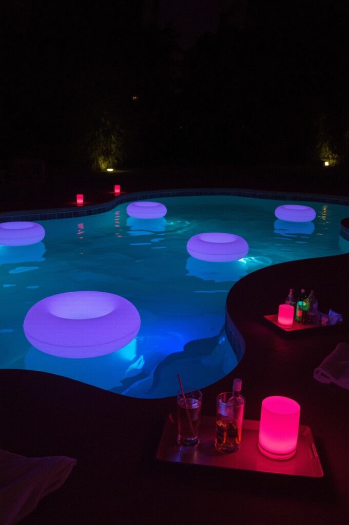 Pool Glow Party with Floating Lights