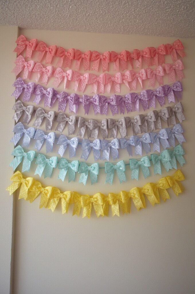 Pastel Bow Garland Along Walls