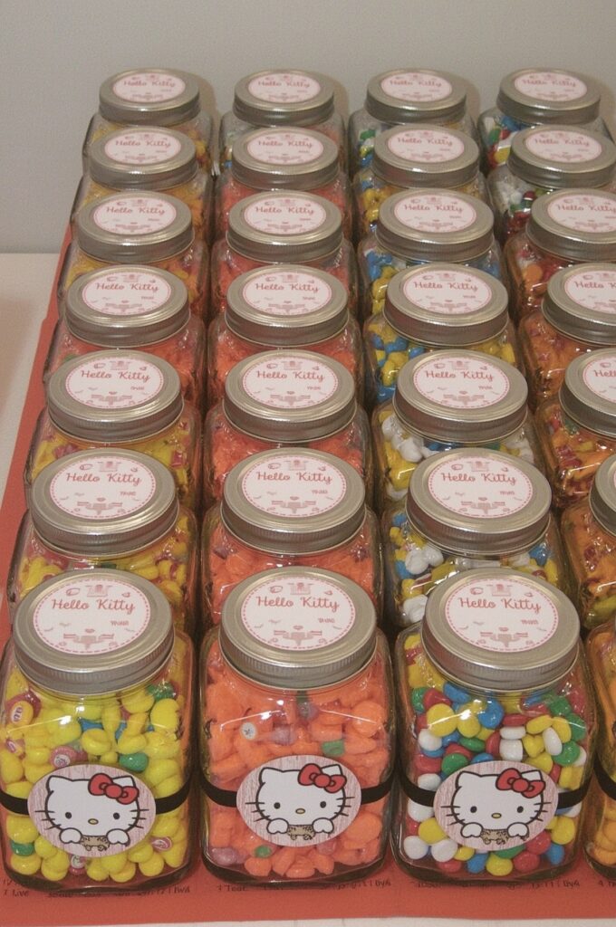 Candy Jars with Kitty-Themed Labels