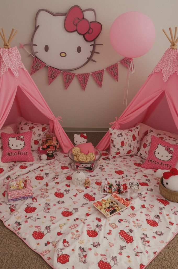 Hello Kitty Pajama Sleepover Setup