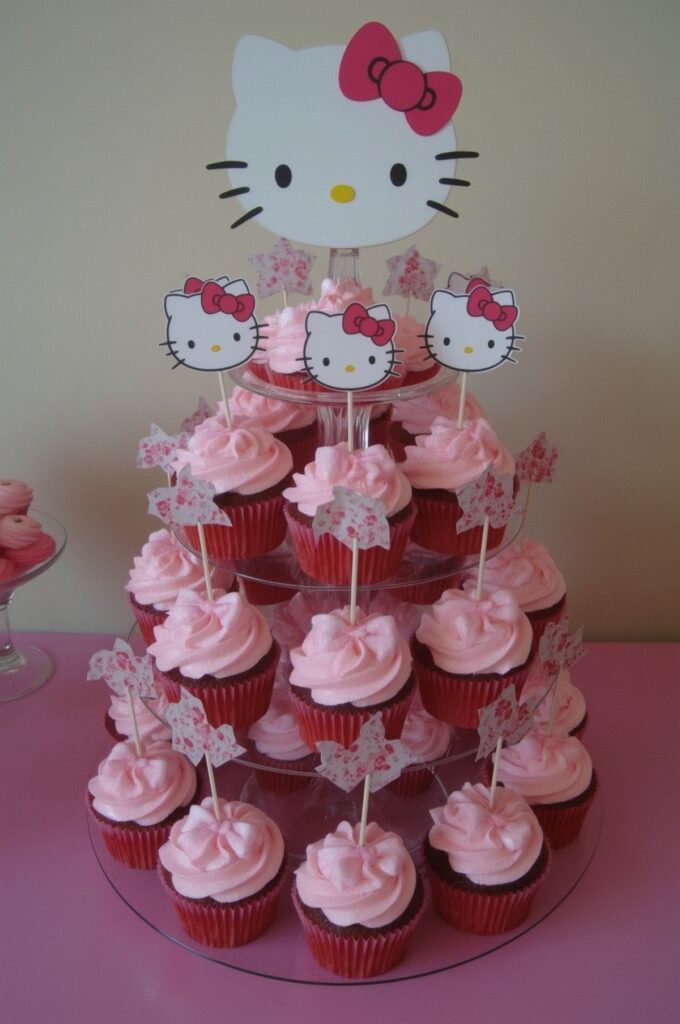 Hello Kitty Cupcake Tower Centerpiece