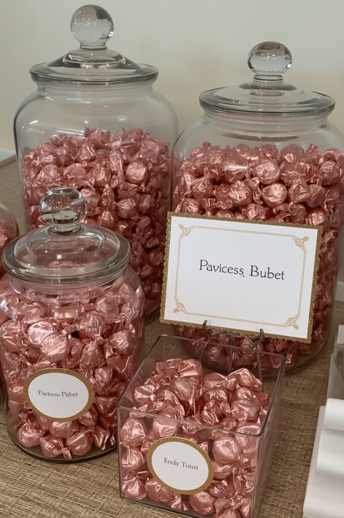 Candy Buffet in Pink and Gold Wrappers