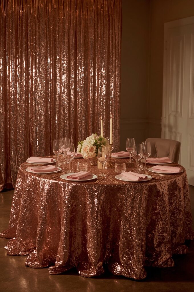 Rose Gold Sequin Tablecloths