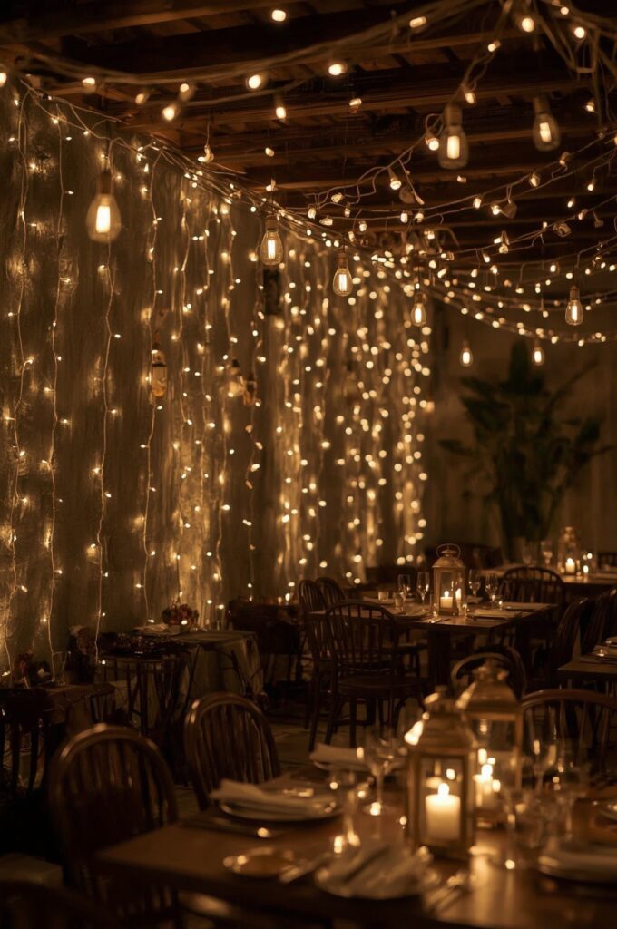 Fairy Lights and Gold Lanterns for Ambiance