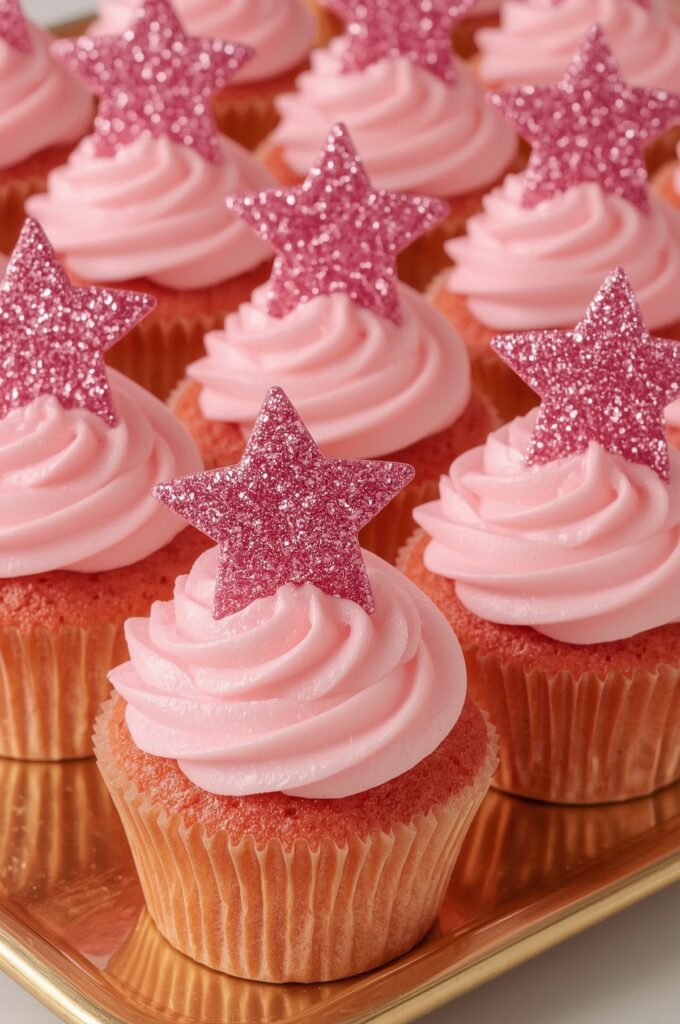 Pink Glitter Cupcake Toppers