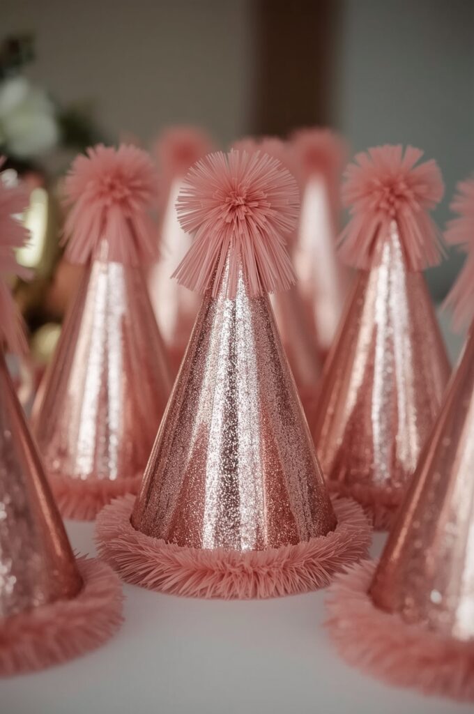 Rose Gold Metallic Party Hats