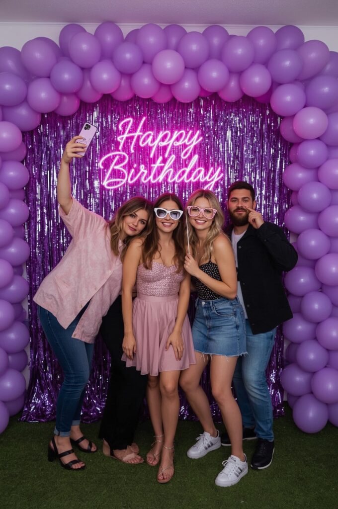 Purple Selfie Wall & Photobooth