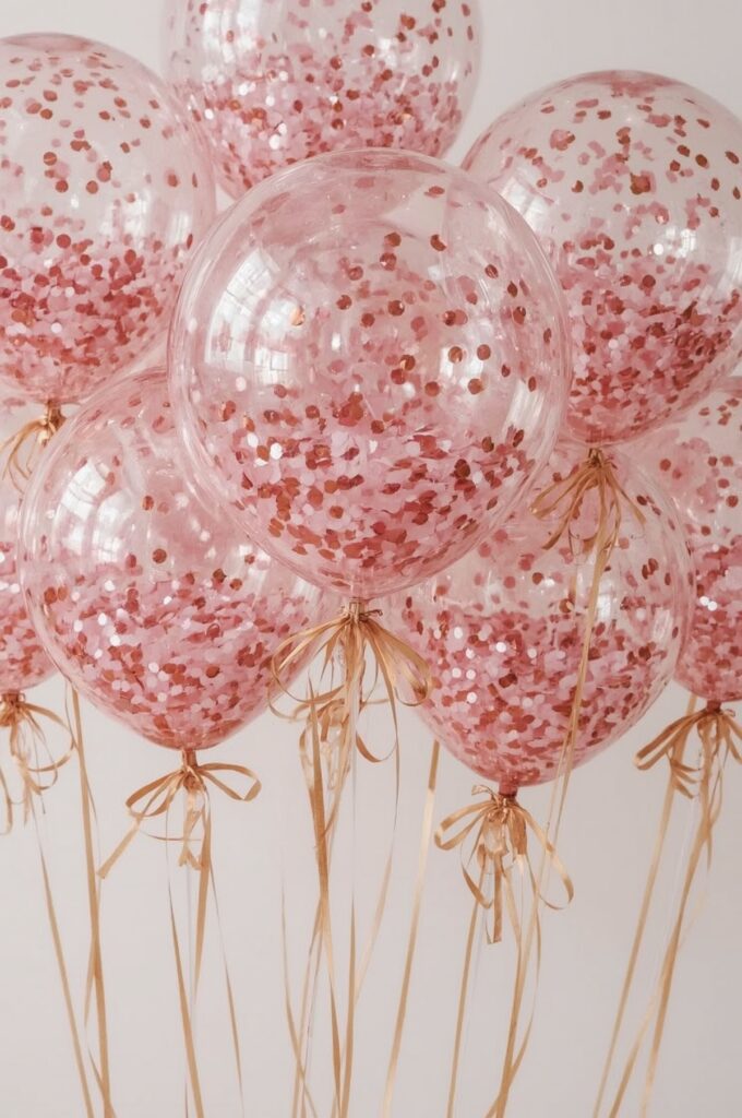 Pink and Gold Confetti Balloons