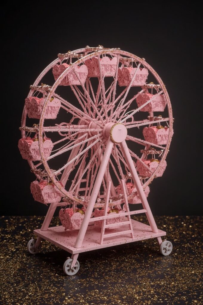 Pink Cupcake Ferris Wheel with Gold Details