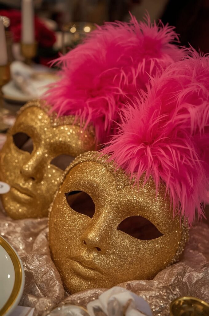 Golden Glitter Party Masks