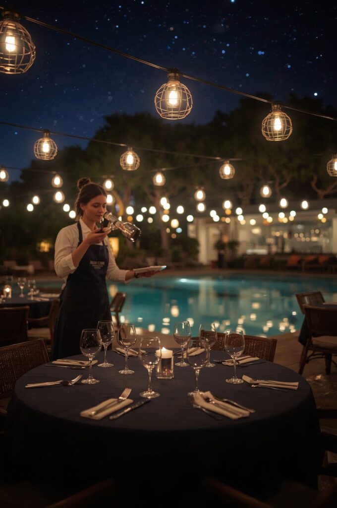 Starry Night Poolside Dinner