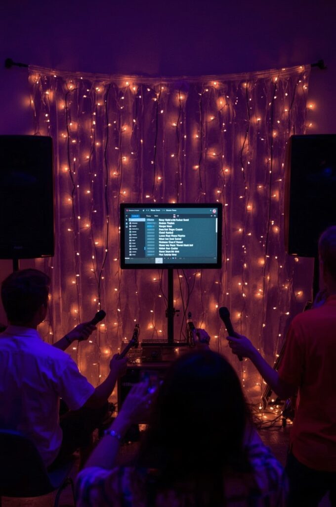 Karaoke Night with a DIY Stage Setup