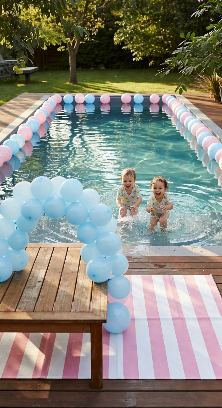 gender neutral pool party setup